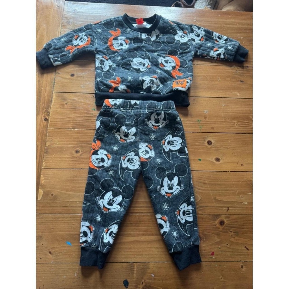 Disney Mickey Mouse Halloween Frankenstein Quilted Sweatshirt & Pants Set 2T
